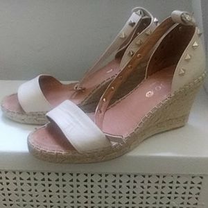 Beige Spanish Leather Wedges 38